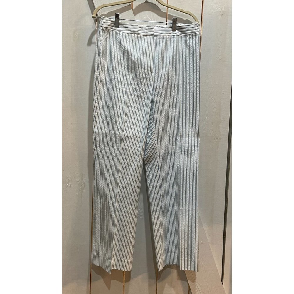 Lafayette 148 blue white striped career pant wide leg 10 petite